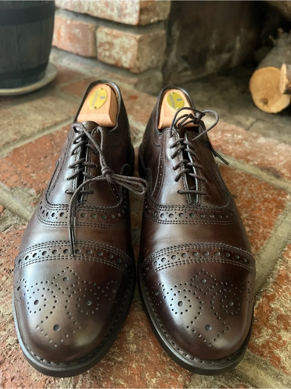 Allen Edmonds Dark Brown Cap-Toe Brogue Oxfords